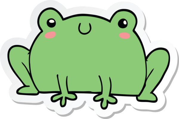 Bir insan tarafından çizilmiş karikatür kurbağasının çıkartması.