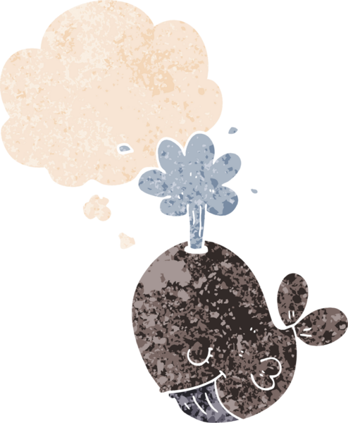 Düşünce baloncuğuyla homurdanan karikatür bir insan tarafından çizilmiş dertli retro tarzı