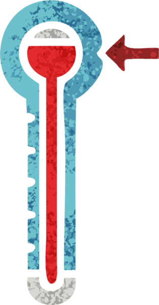 Bir insan tarafından çizilmiş cam termometrenin retro çizim tarzı karikatürü