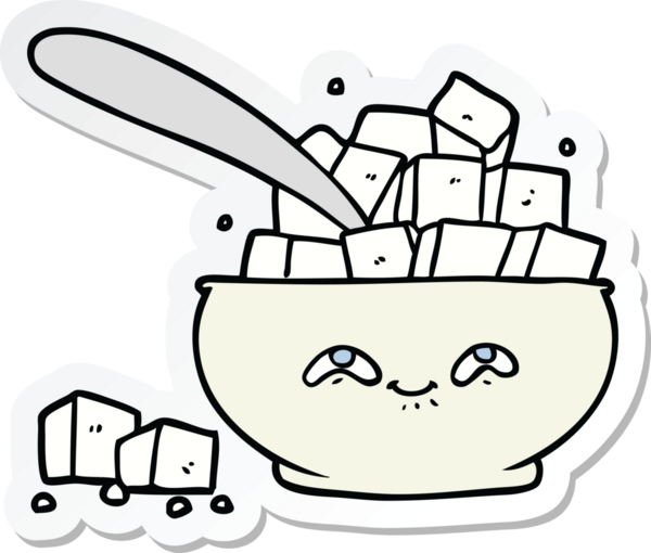 Bir insan tarafından çizilmiş karikatür şeker kasesinin çıkartması.