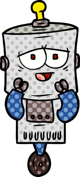 Bir insan tarafından çizilmiş çizgi film robotu