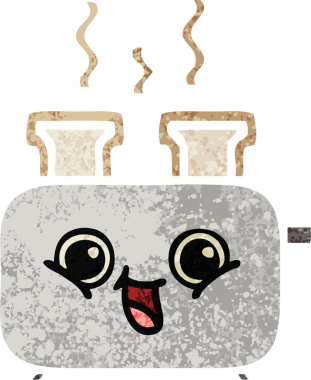 Bir insan tarafından çizilmiş bir tost makinesinin retro çizim stili karikatürü