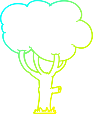 Bir insan tarafından çizilmiş bir karikatür ağacının soğuk gradyan çizimi