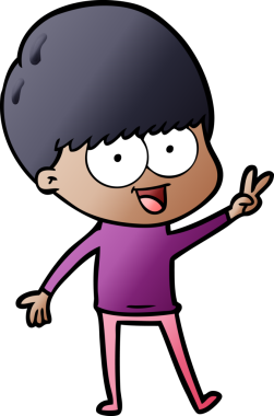 Bir insan tarafından çizilen mutlu çizgi film çocuğu.