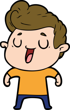 Bir insan tarafından çizilmiş mutlu çizgi film adamı.