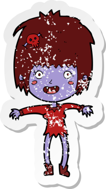 Bir insan tarafından çizilmiş vampir bir kızın gerilimli çıkartması.