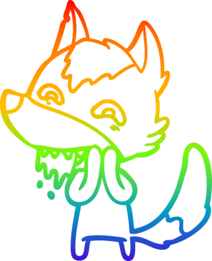 Gökkuşağı gradyan çizgisi insan tarafından çizilmiş aç bir kurt çizgi.