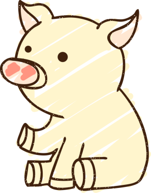 Bir insan tarafından çizilmiş şirin domuz tebeşiri.