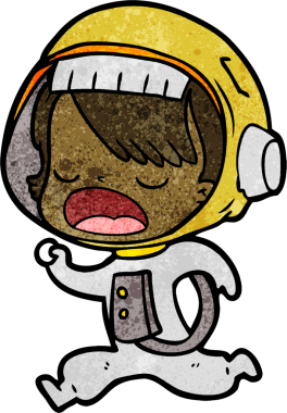 Bir insan tarafından çizilmiş astronot kadın.