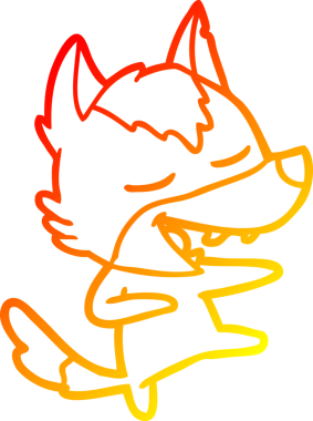 Bir insan tarafından çizilmiş gülen bir kurt çizgi çizimi.