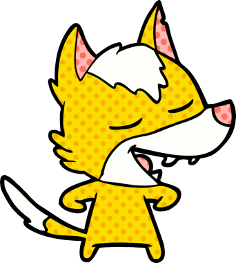 Bir insan tarafından çizilmiş tilki çizgi film karakteri