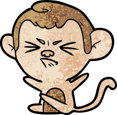 Bir insan tarafından çizilmiş kızgın maymun çizgi filmi.