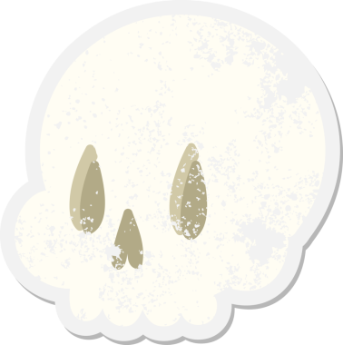 Bir insan tarafından çizilmiş garip kafatası grunge çıkartması.