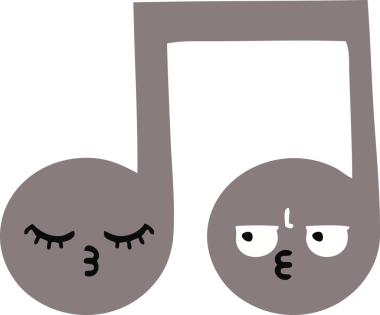 Bir insan tarafından çizilmiş bir notanın düz renkli retro karikatürü