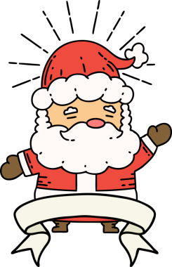 Bir insan tarafından çizilmiş dövme stili Noel Baba karakterli parşömen.