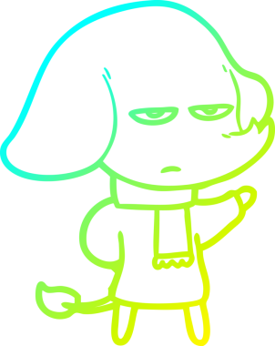 Bir insan tarafından çizilmiş soğuk bir çizgi film filinin çizimi.