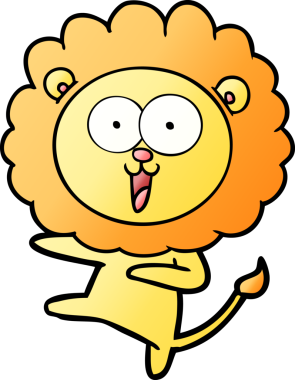 Bir insan tarafından çizilmiş mutlu çizgi film aslanı.