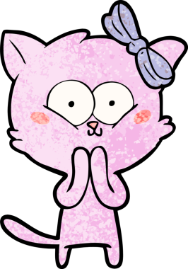 Bir insan tarafından çizilmiş çizgi film kedisi.