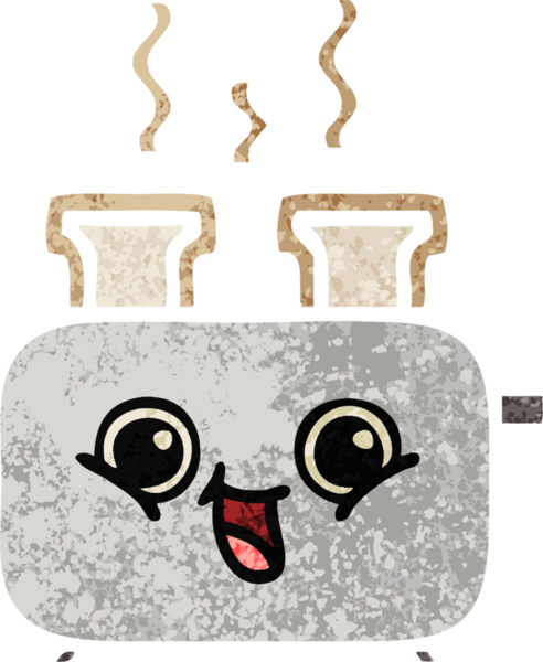Bir insan tarafından çizilmiş bir tost makinesinin retro çizim stili karikatürü