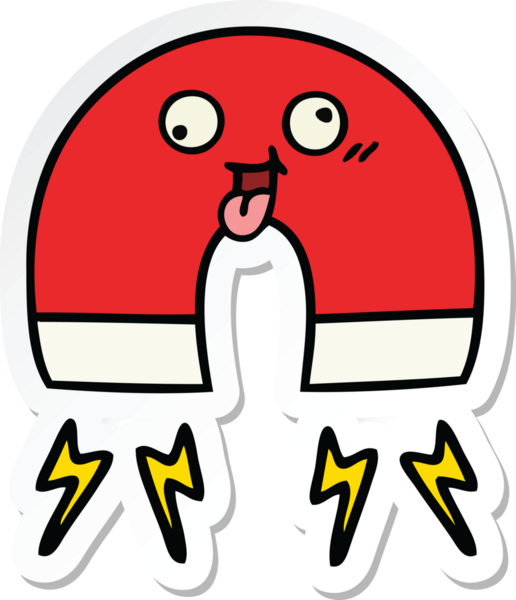 Bir insan tarafından çizilmiş şirin bir çizgi film mıknatısı etiketi.