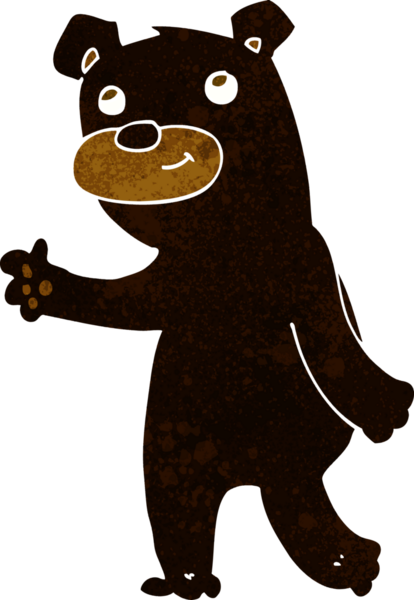 Bir insan tarafından çizilmiş sevimli çizgi film kara ayısı.