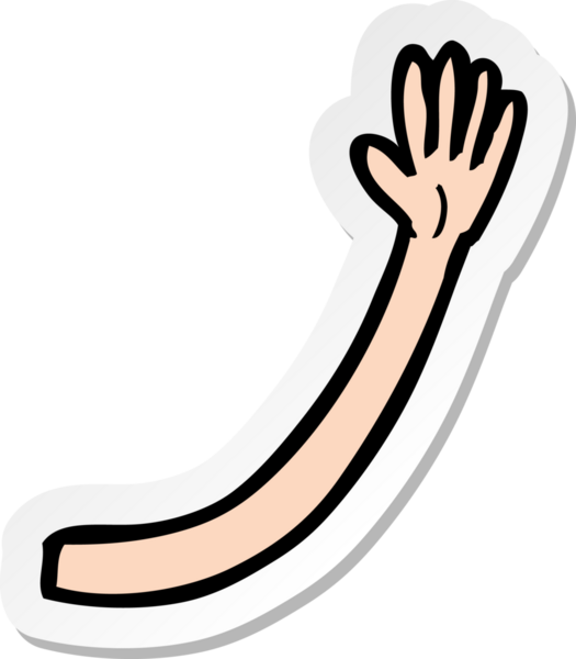 Bir insan tarafından çizilmiş bir karikatür kolunun çıkartması.