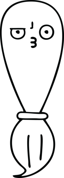 Bir insan tarafından çizilmiş boya fırçasının çizgi çizimi