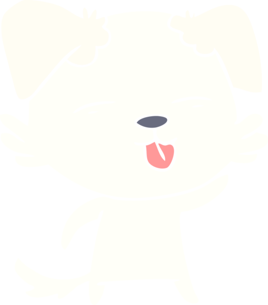 Bir insan tarafından çizilmiş düz renkli çizgi film köpeği.