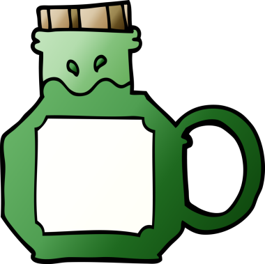 Bir insan tarafından çizilmiş yeşil iksir.