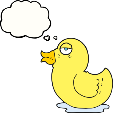 Bir insan tarafından çizilmiş serbest çizim balon karikatür plastik ördek