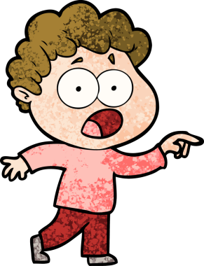 Bir insan tarafından çizilmiş bir karikatür adamı şaşkınlıkla nefes nefese kaldı.