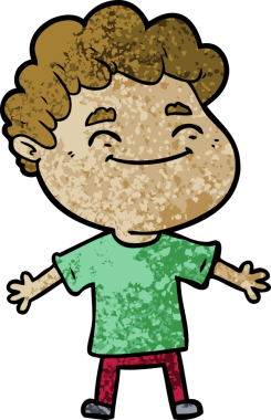 Bir insan tarafından çizilmiş çizgi film dostu bir adam.