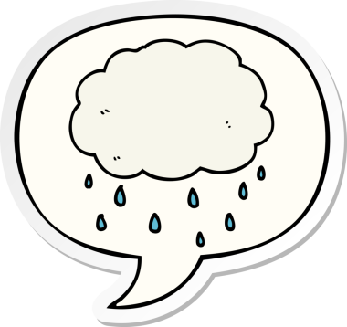 Bir insan tarafından çizilmiş konuşma balonu çıkartmalı karikatür yağmur bulutu.