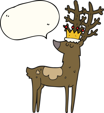 Bir insan tarafından çizilmiş serbest konuşma balonu karikatürü geyik kralı