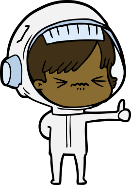 Bir insan tarafından çizilmiş astronot kadın.