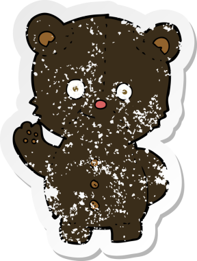 Bir insan tarafından çizilmiş siyah ayı yavrusu sallayan bir çizgi filmin gerilimli yapıştırması.