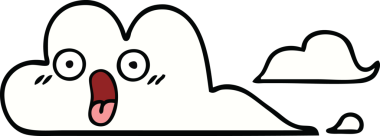 Bir insan tarafından çizilmiş beyaz bir bulutun sevimli karikatürü.