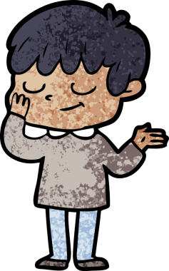 Bir insan tarafından çizilmiş mutlu çocuk çizgi filmi.