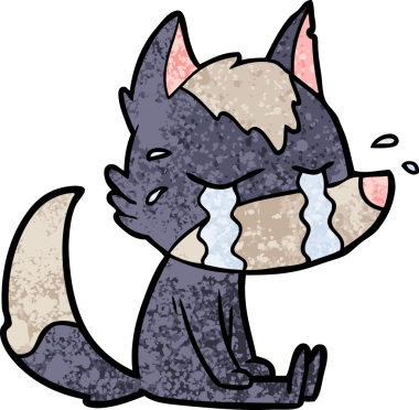 Bir insan tarafından çizilmiş ağlayan kurt çizgi filmi.