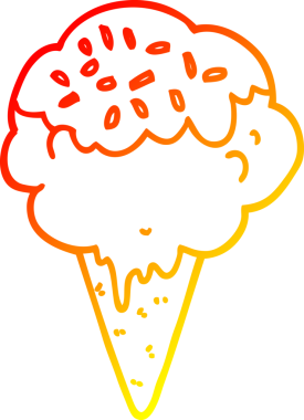 Bir insan tarafından çizilmiş çizgi film dondurmasının sıcak çizgi çizimi