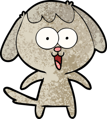 Bir insan tarafından çizilmiş şirin bir çizgi film köpeği.