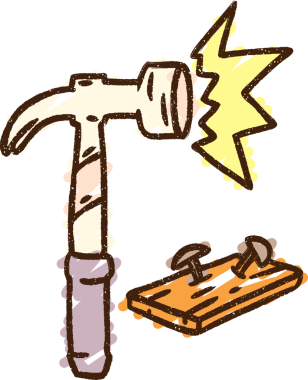 Bir insan tarafından çizilen çekiç tebeşiri