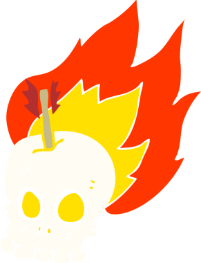 Bir insan tarafından çizilmiş oklu kafatasının düz renk çizimi