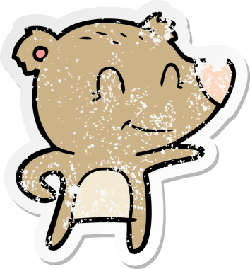 Bir insan tarafından çizilmiş dost canlısı bir ayı çizgi filminin sıkıntılı çıkartması.