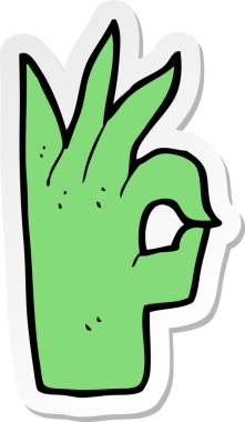 Çizgi film çıkartması. Bir insan tarafından çizilmiş el hareketi.