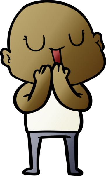 Bir insan tarafından çizilmiş mutlu, kel adam.