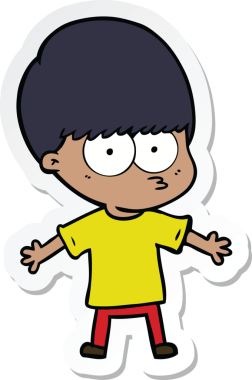 Bir insan tarafından çizilmiş sinirli bir çizgi film çocuğunun çıkartması.