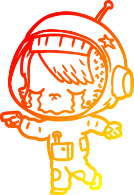 Bir insan tarafından çizilmiş, ağlayan astronot bir kızın sıcak çizgi çizimi