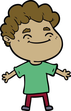 Bir insan tarafından çizilmiş çizgi film dostu bir adam.