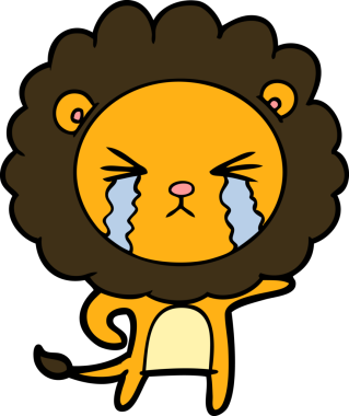 Bir insan tarafından çizilmiş ağlayan bir aslan.